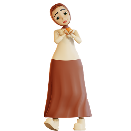 Muslim female showing love sign  3D Illustration