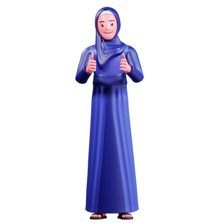 Muslim Female showing thumb up  3D Illustration
