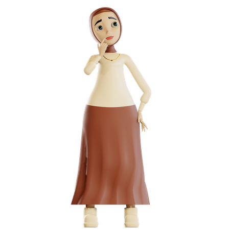 Muslim female thinking  3D Icon