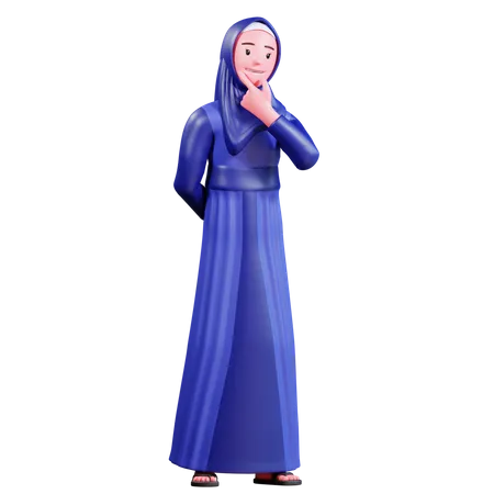 Muslim Female tinking  3D Illustration