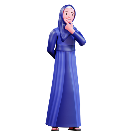 Muslim Female tinking  3D Illustration
