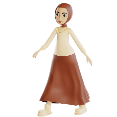 Muslim female walking  3D Icon