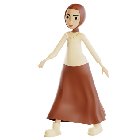 Muslim female walking  3D Illustration