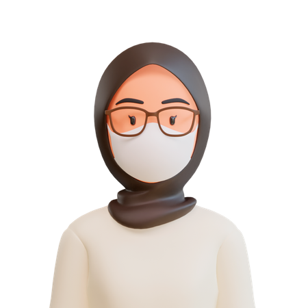 Muslim female wear face mask  3D Illustration