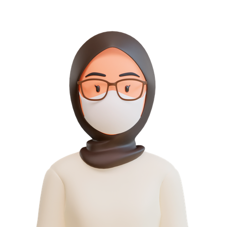 Muslim female wear face mask 3D Illustration