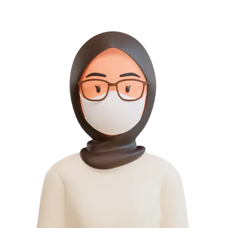 Muslim female wear face mask  3D Illustration
