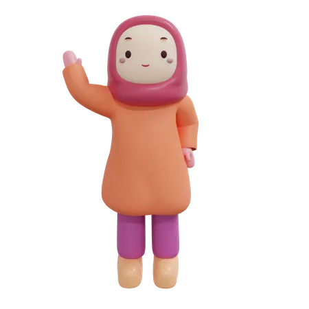 Chibi Muslim Girl Character 3D Illustration