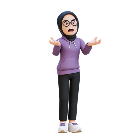 Muslim Girl Crying Feeling Very Depressed Shouting Loud  3D Illustration