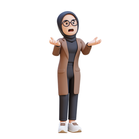 Muslim Girl Crying Feeling Very Depressed Shouting Loud  3D Illustration