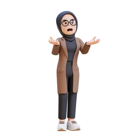 Muslim Girl Crying Feeling Very Depressed Shouting Loud  3D Illustration