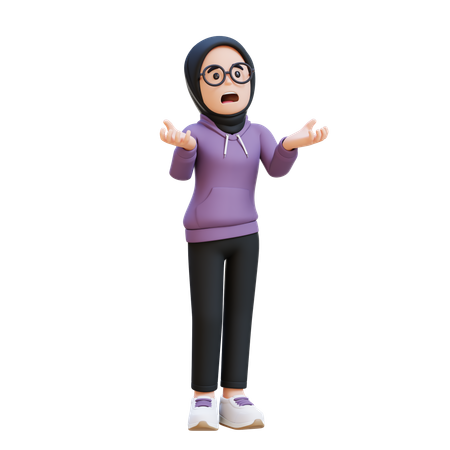 Muslim Girl Crying Feeling Very Depressed Shouting Loud  3D Illustration