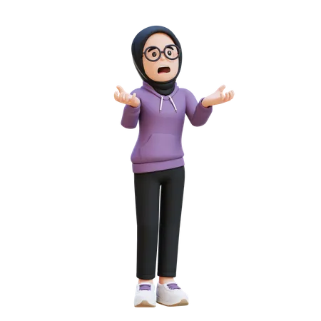 Muslim Girl Crying Feeling Very Depressed Shouting Loud  3D Illustration