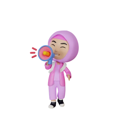 Muslim girl doing marketing 3D Illustration