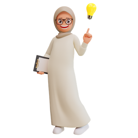 Muslim Girl Having Idea  3D Illustration
