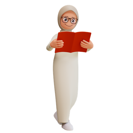 Muslim Girl Reading 3D Illustration