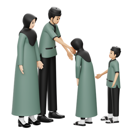 Muslim Girl Shakes Hand  3D Illustration