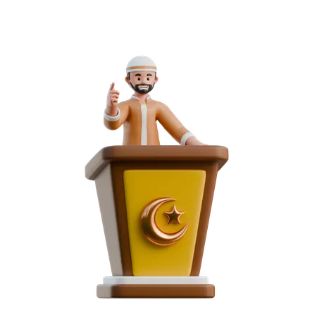 Muslim giving speech  3D Icon