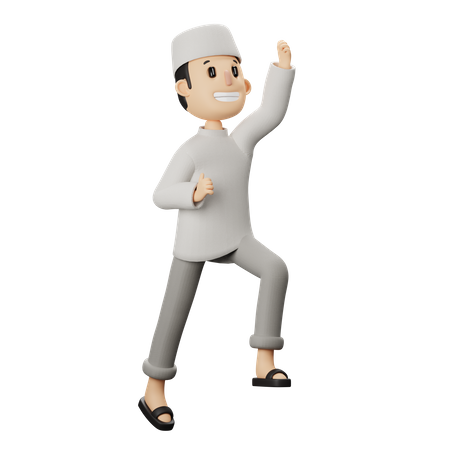 Muslim happy pose  3D Illustration