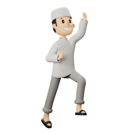 Muslim happy pose  3D Illustration