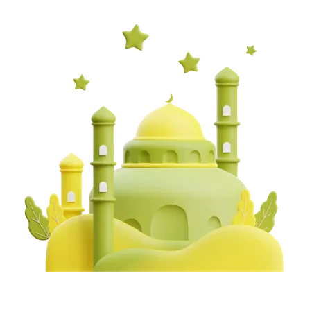 Muslim Holy Building  3D Illustration