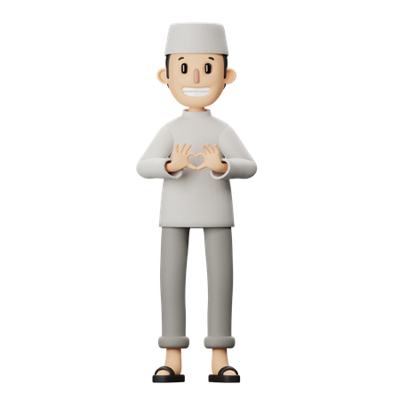 Muslimische Liebeszeichenpose  3D Illustration