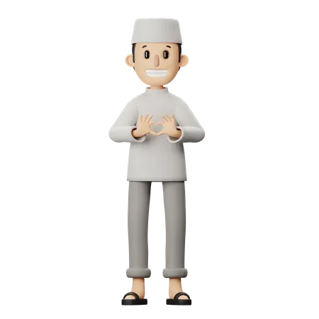 Muslimische Liebeszeichenpose  3D Illustration