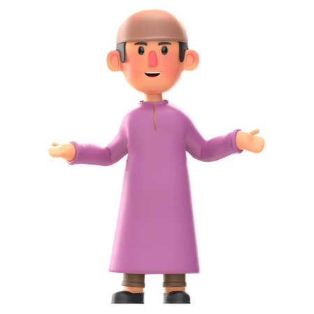 Muslim little boy  3D Illustration