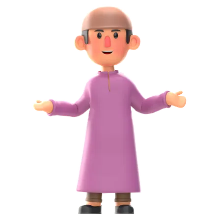 Muslim little boy  3D Illustration