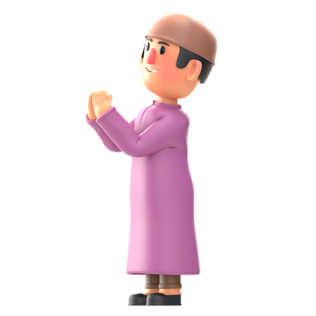 Muslim little boy doing prayer  3D Illustration
