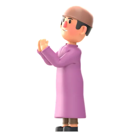 Muslim little boy doing prayer  3D Illustration