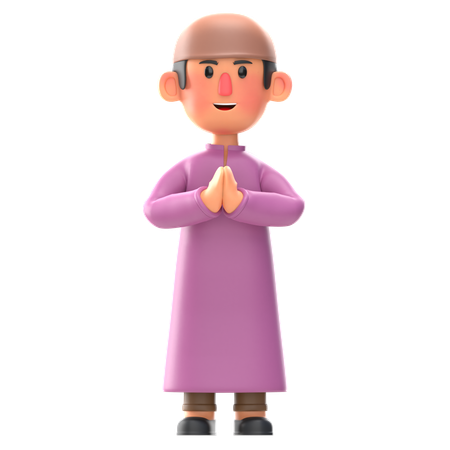 Muslim little boy greetings  3D Illustration