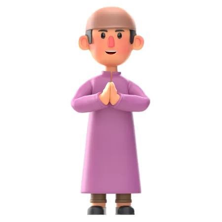 Muslim little boy greetings  3D Illustration