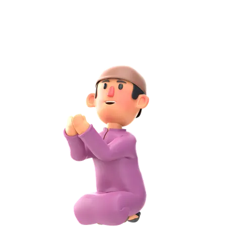 Muslim little boy praying  3D Illustration