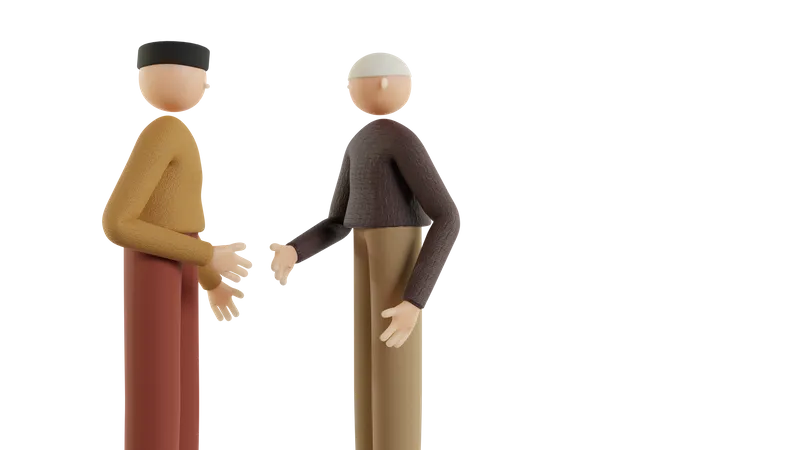 Muslim Male Attempting Handshake  3D Illustration