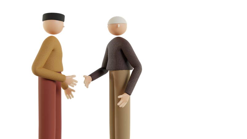 Muslim Male Attempting Handshake 3D Illustration