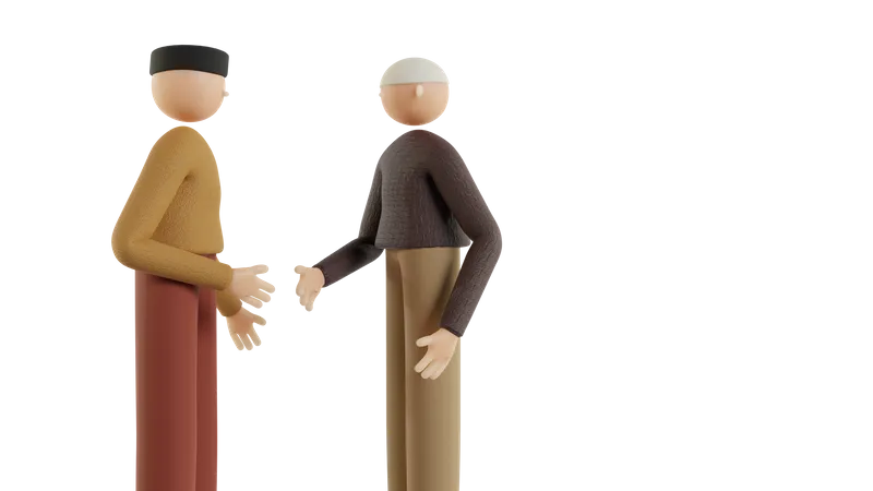 Muslim Male Attempting Handshake 3D Illustration