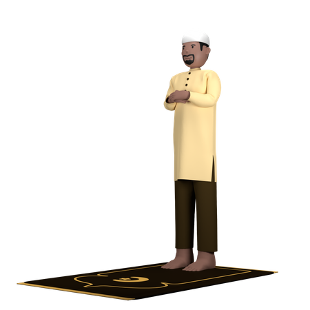 Muslim Male in Iftitah Pose  3D Illustration