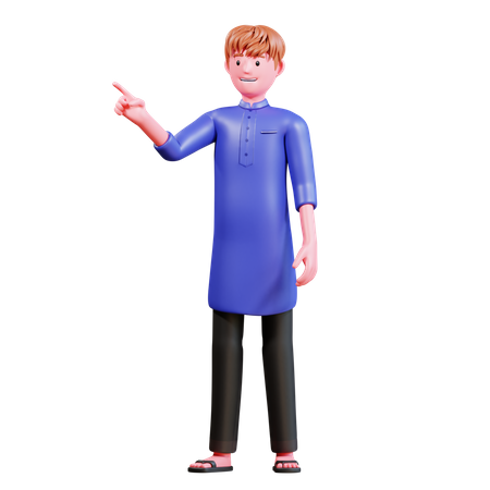Muslim Male Pointing something  3D Icon