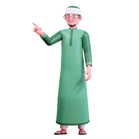 Muslim Male Pointing something  3D Illustration