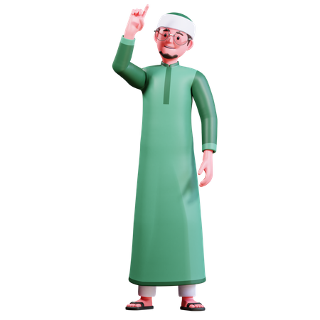 Muslim Male Pointing up  3D Icon