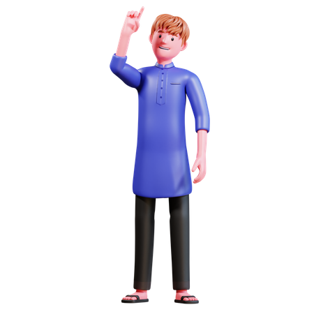 Muslim Male Pointing up  3D Icon