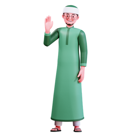 Muslim Male raising hand  3D Illustration