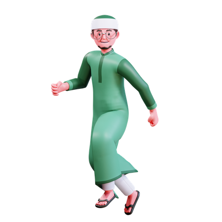 Muslim Male running  3D Icon