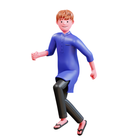 Muslim Male running  3D Illustration