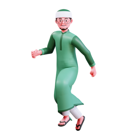 Muslim Male running  3D Illustration