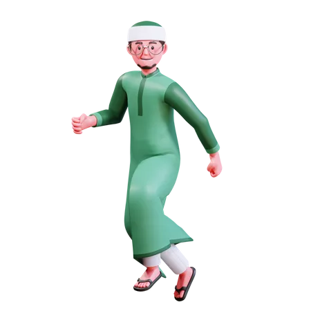 Muslim Male running  3D Illustration