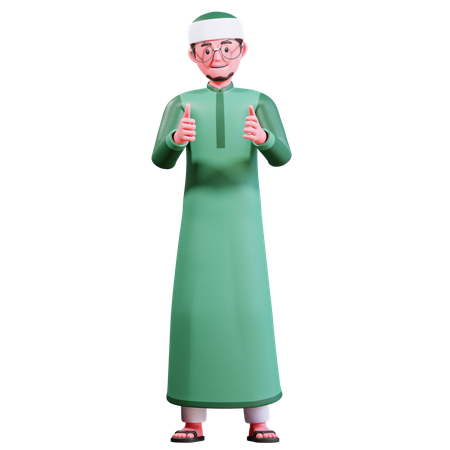 Muslim Male showing thumb up  3D Icon
