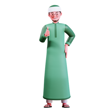 Muslim Male showing thumb up  3D Icon
