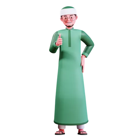 Muslim Male showing thumb up  3D Illustration