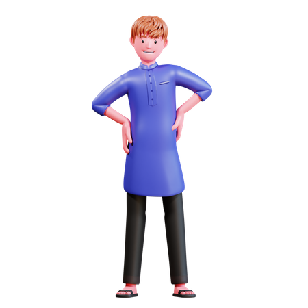 Muslim Male standing  3D Illustration